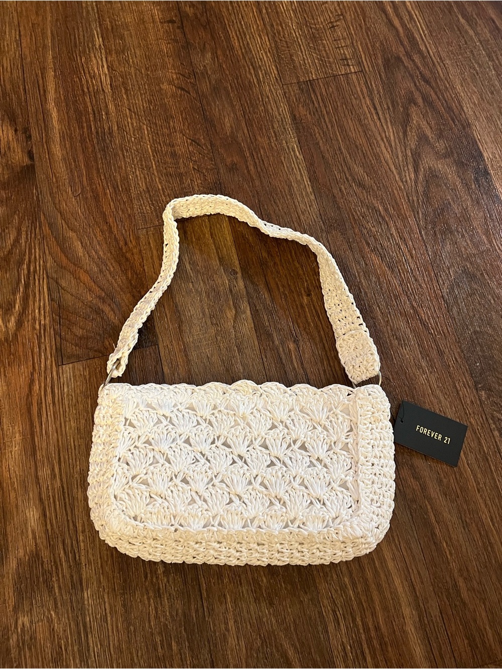 🤍 Forever 21 White Crochet Shoulder Bag – NWT 🤍